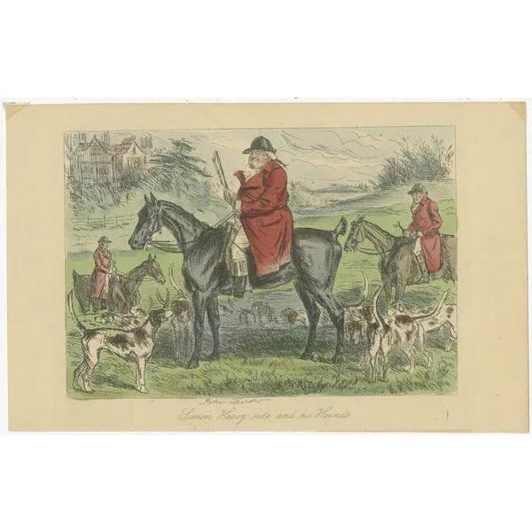 Set of five antique prints with various hunting scenes. These prints originate from 'Mr. Facey Romford's Hounds' published...