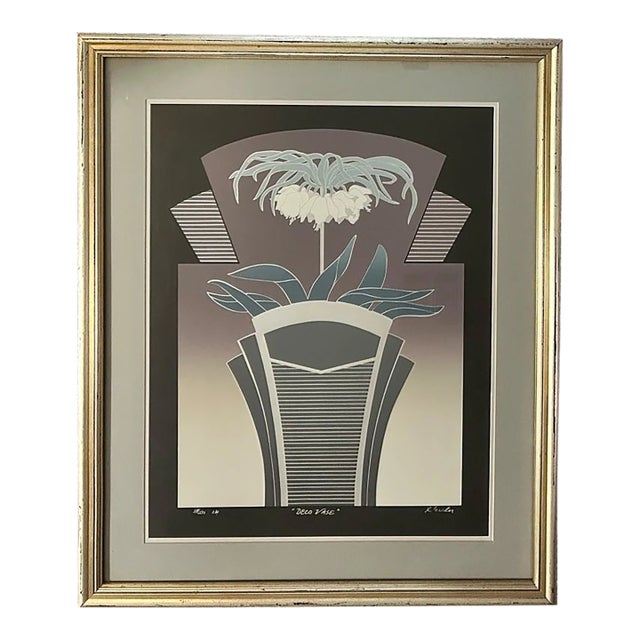 Vintage Karl Eisler - “Deco Vase” Signed Framed Limited Edition Serigraph Print (#378/2500) (1984) (American) For Sale
