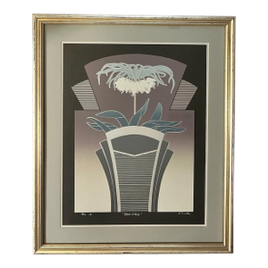 Vintage Karl Eisler - “Deco Vase” Signed Framed Limited Edition Serigraph Print (#378/2500) (1984) (American)