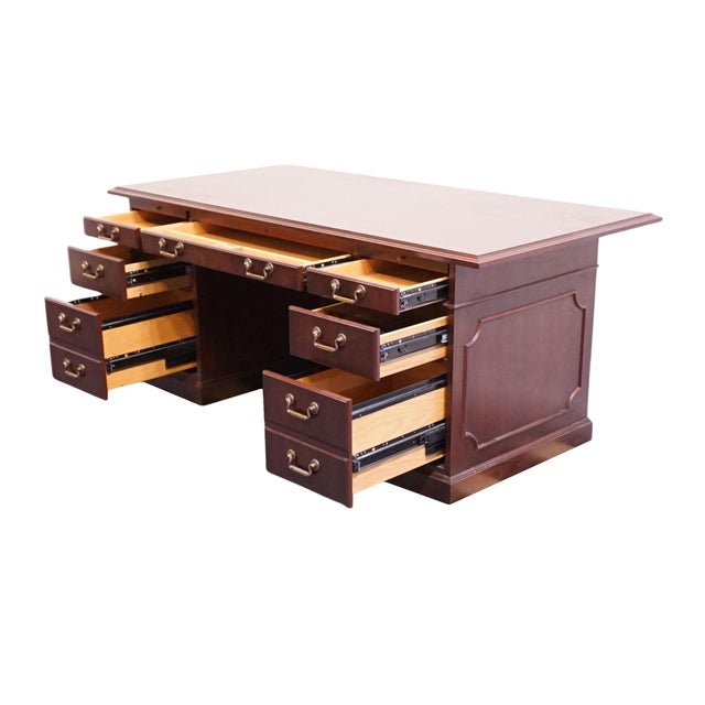 Kimball Furniture Solid Mahogany Traditional Style 72" Executive Office Desk For Sale - Image 10 of 13