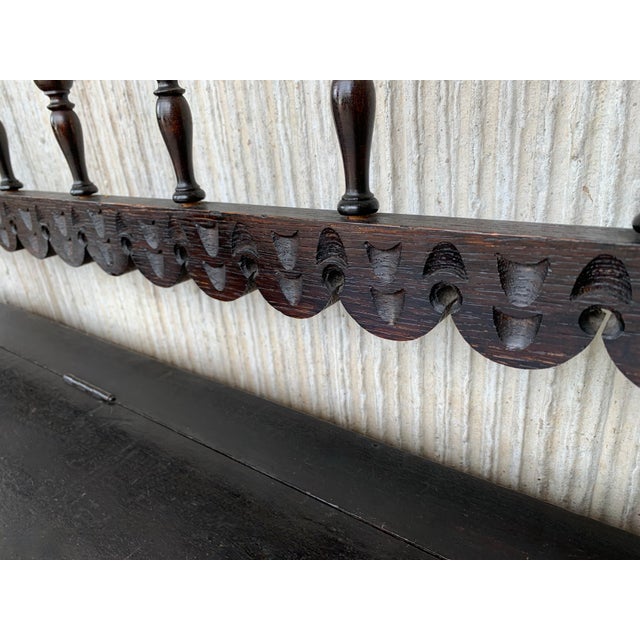 19th Spanish Carved Hall Bench With Storage For Sale - Image 10 of 13