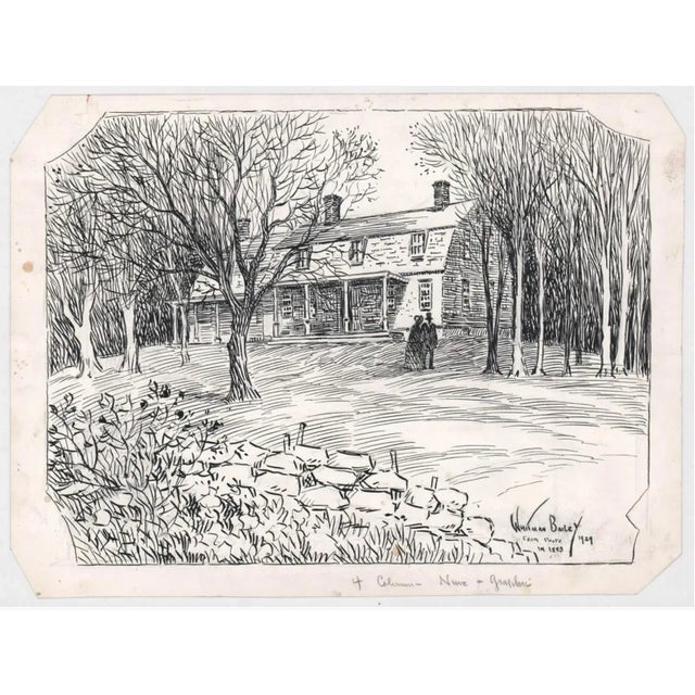 Whitman Bailey (1884-1954) drawing on paper of a house in Stamford, Connecticut. Signed and dated' inscribed "from photo...