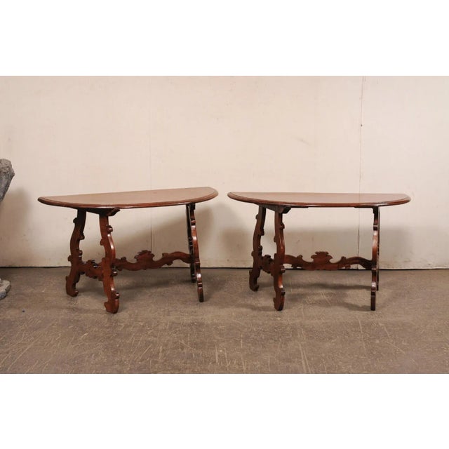 Italian Early 19th C Italian Demi Lunes- Great Legs - a Pair For Sale - Image 3 of 11