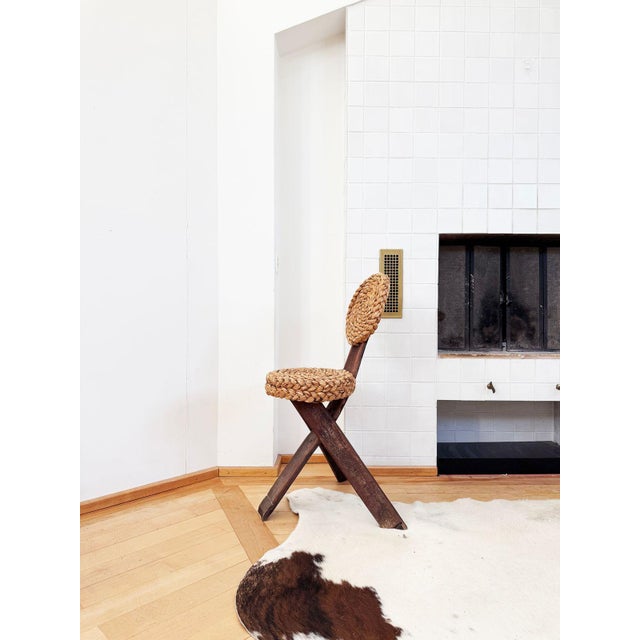 1950s Mid-Century French Mediterranean Tripod Side Chair Attributed to Audoux-Minet For Sale - Image 18 of 18