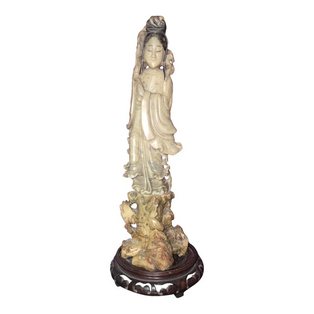 Early 20th Century Soapstone Statue of Guanyin For Sale