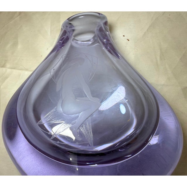Vintage Hand Blown Miroslav Klinger Purple Glass Crystal Czech Art Glass Vase For Sale - Image 11 of 12