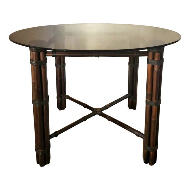 Round Smoked Glass Table, 1970s For Sale