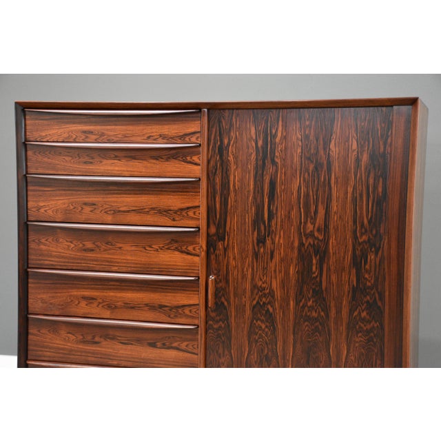 1960s Refinished Danish Modern Rosewood Armoire Dresser by Sven Madsen for Falster For Sale - Image 10 of 12