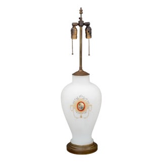 French Style Milk Glass Vase Mounted as a Lamp For Sale