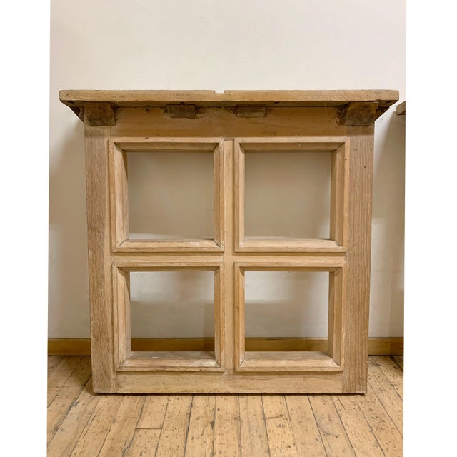 Architectural Grid Design Dining Table. Please note this table requires restoration and refinishing. Comes with 2 leafs as...