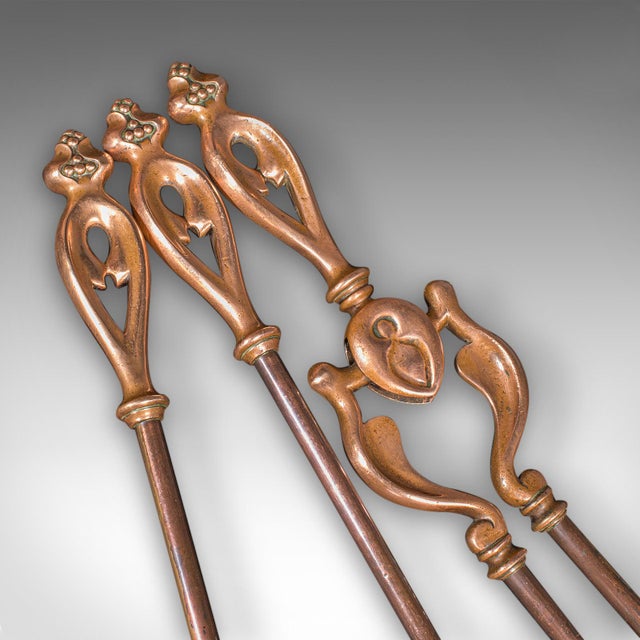 Antique Fireside Companion Set, French Bronze Fire Tools, Art Nouveau, Victorian For Sale - Image 12 of 12