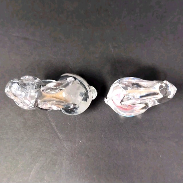 Contemporary VTG Oneida Bunny Rabbit Figurines Set of 2 Lead Crystal Clear Hand Cut & Blown For Sale - Image 3 of 8