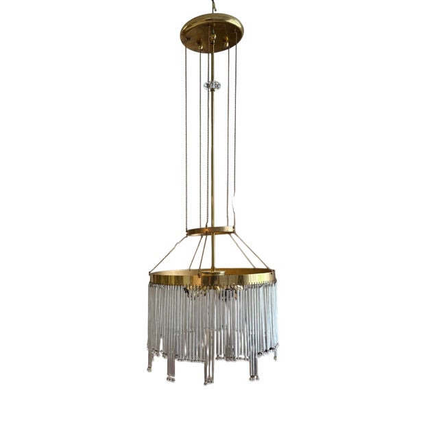 Art Nouveau Pendant Lamp in Brass, 1920s For Sale
