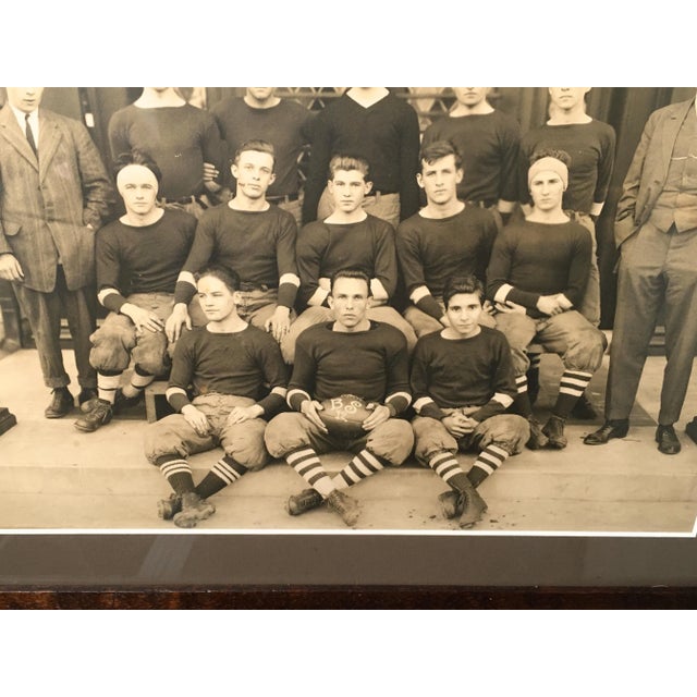 Auburn Antique Circa 1912 Boston Massachusetts High School Football Team Authentic Photograph in Walnut Wood Frame For Sale - Image 8 of 13