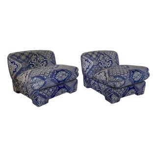 Billy Baldwin Style Turkish Cornered Slipper Chairs For Sale