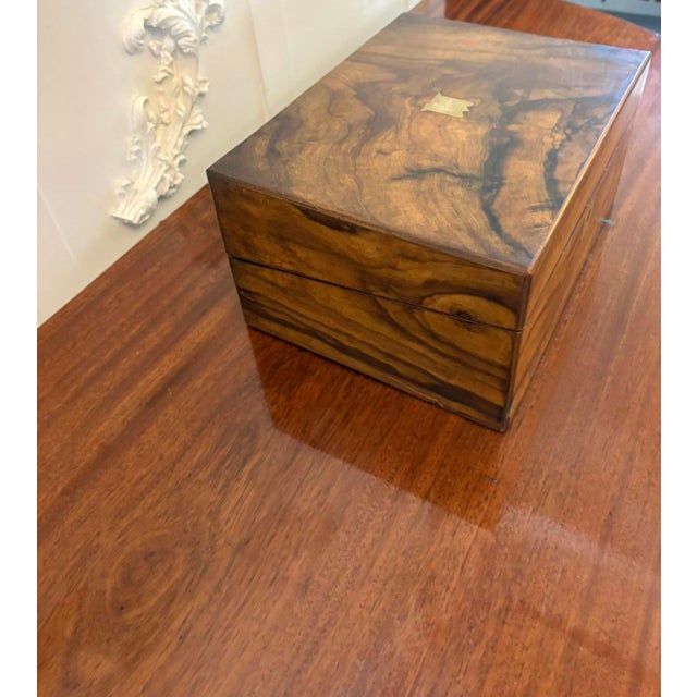 Mid 19th Century Antique Victorian Figured Walnut Writing Slope, 1860 For Sale - Image 5 of 11