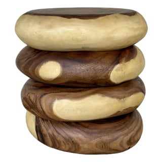 Organic Modern Style Solid Suar Wood Accent Table For Sale