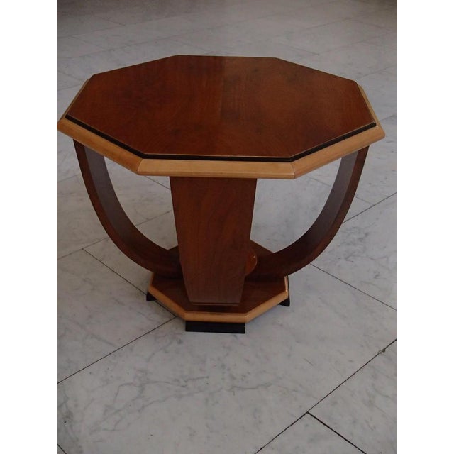 Art Deco Walnut Coffee Table on 4 Curved Legs, 1935 For Sale - Image 10 of 17