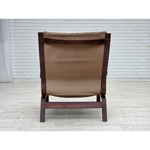 Vintage Scandinavian Lounge Chair in Leather, 1970s For Sale - Image 17 of 18