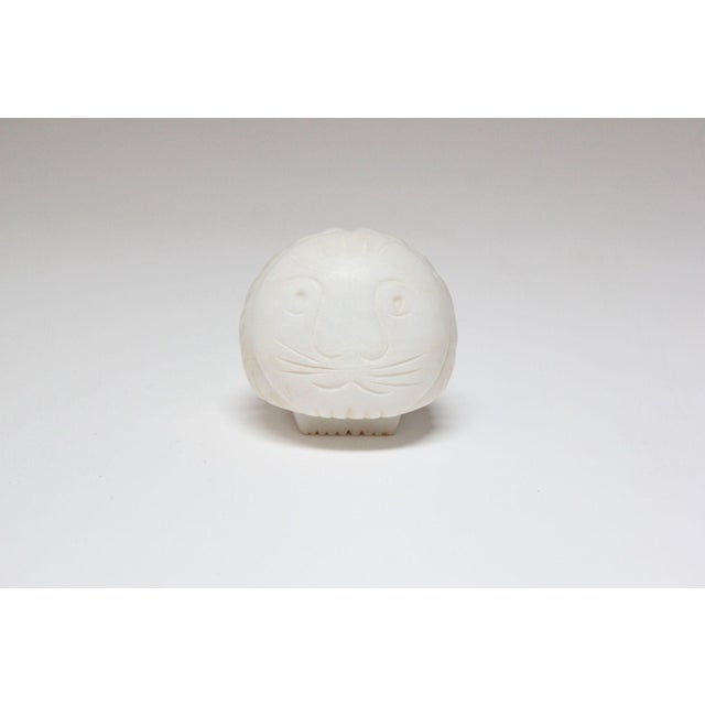 Mid-Century Modern Vintage Italian Alabaster Lion Sculpture / Paperweight For Sale - Image 3 of 12