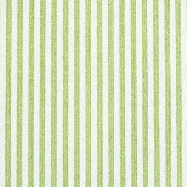 Schumacher Edwin Stripe Narrow Wallpaper in Leaf For Sale