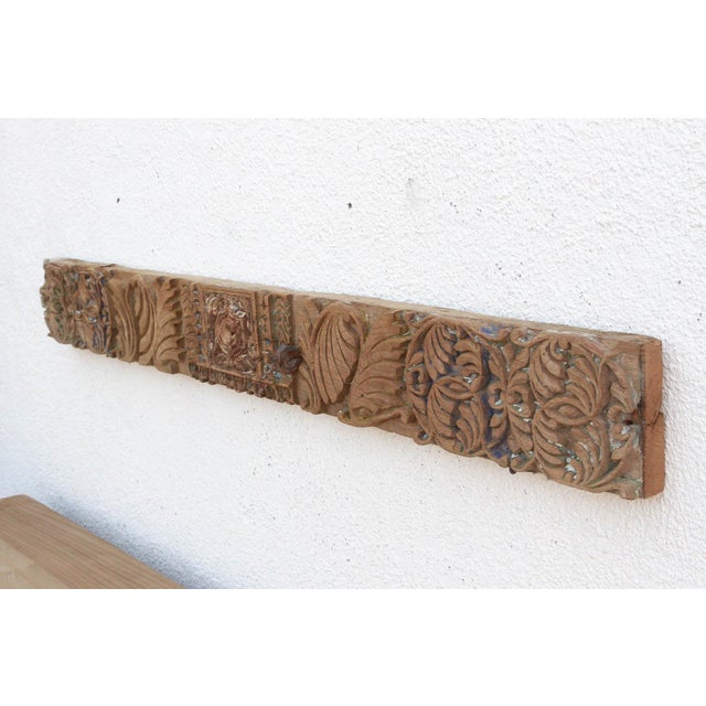 Indian Medallion & Acanthus Leaf Indian Carved Panel For Sale - Image 3 of 6
