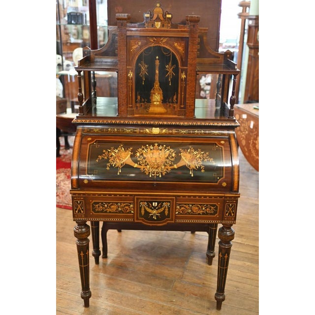 You are viewing an exquisite Italian cylinder bureau by famous northern Italian furniture maker Luigi Pasquale (1822-1894)...