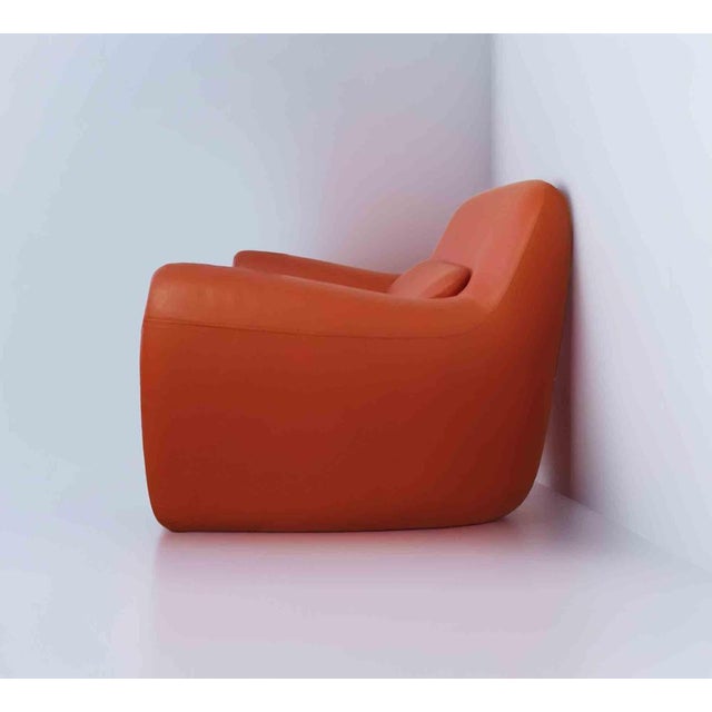 Vintage Orange Leather Armchair by Cinova, Italy, 1980s For Sale - Image 3 of 8