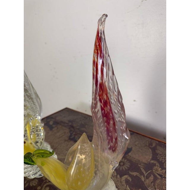 1930s Pair of Vintage Murano Glass Rooster Sculptures, Italy, 1930s For Sale - Image 5 of 13