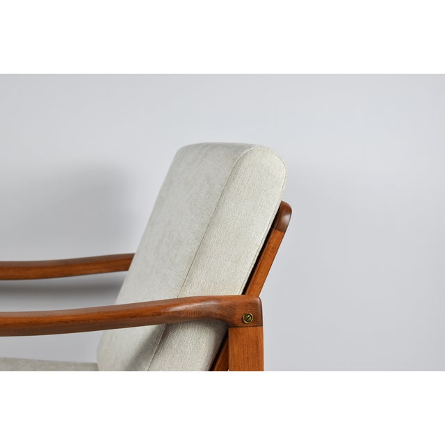 Scandinavian Beige Armchair in Teak Wood, 1960s For Sale - Image 12 of 18