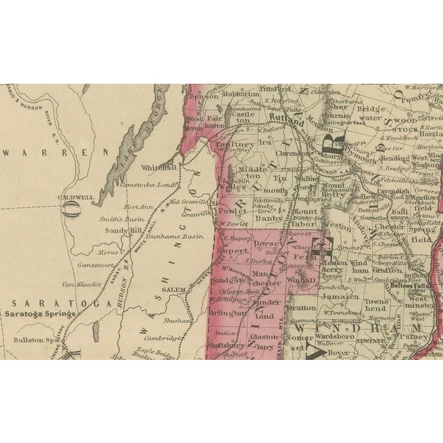 Mid 19th Century Civil War Era Map of Vermont, New Hampshire and Southern New England, 1864 For Sale - Image 5 of 10