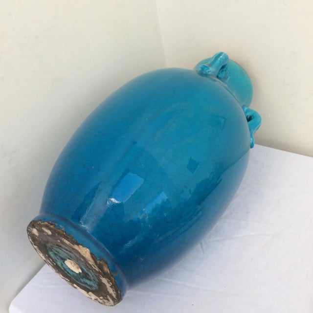 Large Turquoise Ceramic Vessel For Sale - Image 4 of 8