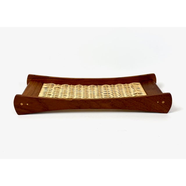 Mid-Century Modern Teak Serving Tray with Rattan Bottom from Poulsen Krogstrup, 1960s For Sale - Image 13 of 13