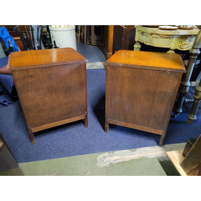 American Fine Pair of French 3 Drawer Cherry Wood Nightstands For Sale - Image 3 of 11