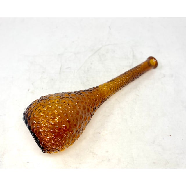 Mid-Century Modern 1960s Mid-Century Modern Empoli Amber Hobnail Glass Bud Vase / Decanter – 13.5" For Sale - Image 3 of 6
