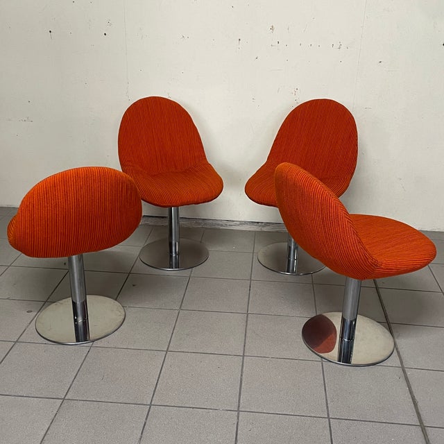 1970s Space Age Metal and Fabric Chairs, 1970s, Set of 4 For Sale - Image 5 of 7