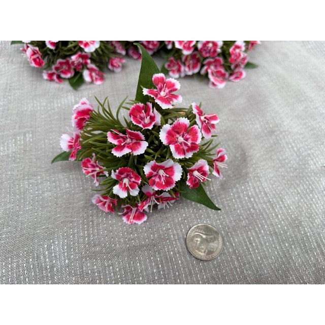 Wood Pink White Flower Napkin Rings Set of 10 For Sale - Image 7 of 12
