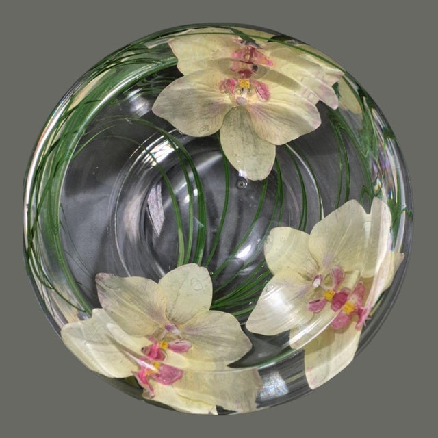 Yellow Decorative Emilio Robba Yellow & Pink Phalaenopsis Orchid Flower Bowl For Sale - Image 8 of 10