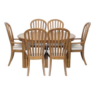 Stanley Furniture 7-Piece Dining Set With Oval Table and Upholstered Chairs For Sale