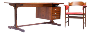 Vintage Rosewood Desk Set attributed to Gianfranco Frattini, 1960s, Set of 2