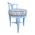 Vintage Vanity Stool in Benjamin Moore Soft Sky Blue With Cowtan & Tout Upholstery For Sale - Image 9 of 12