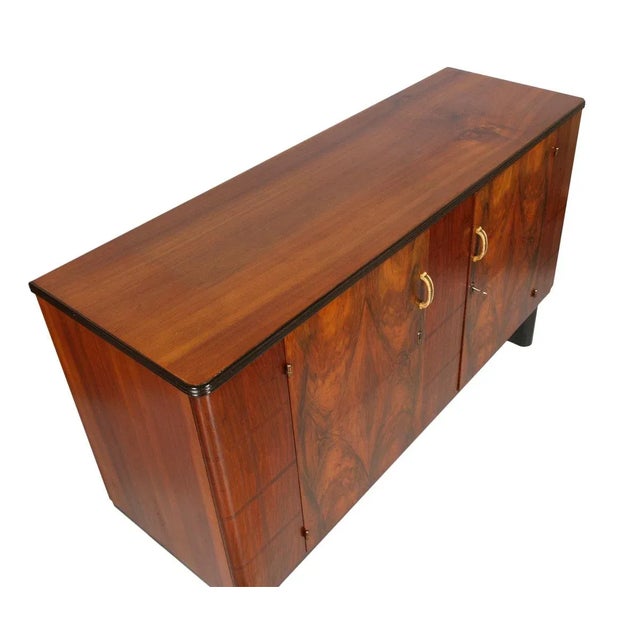 Art Deco Italian Burl Walnut Credenza with Display Cabinet from Strada Abramo, 1930s For Sale - Image 4 of 9