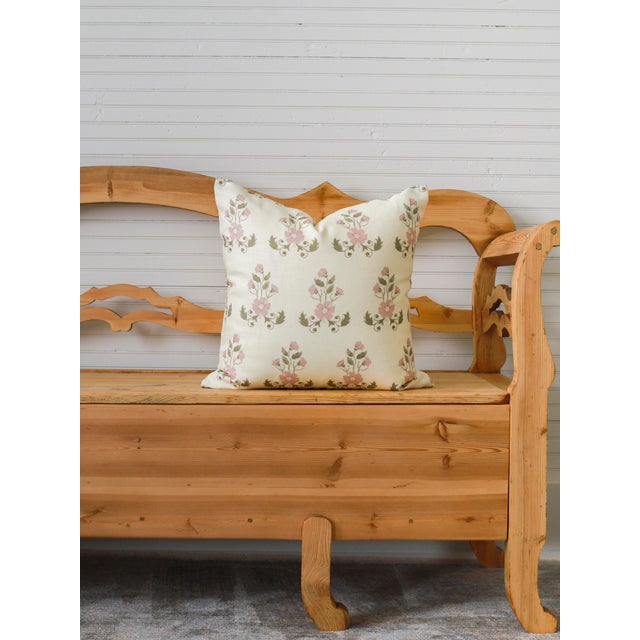 French Provincial A Pair of Lauren Servati Textiles, Unfading Flower // Rose Pillows, 20"x20" For Sale - Image 3 of 3