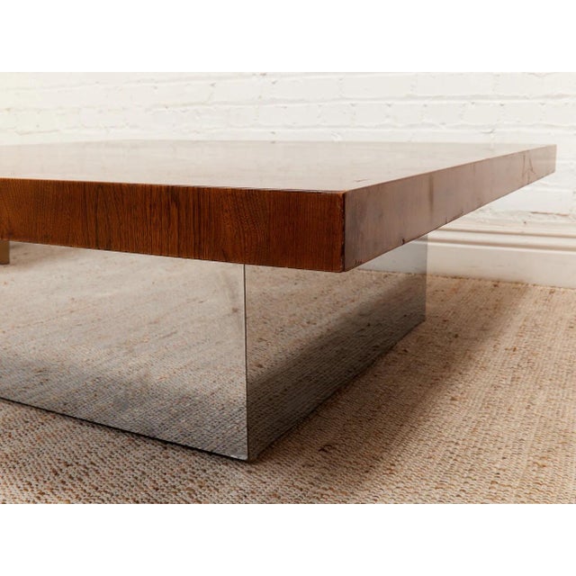 Walnut Burlwood 1970’s Chrome Base Table For Sale In Los Angeles - Image 6 of 11