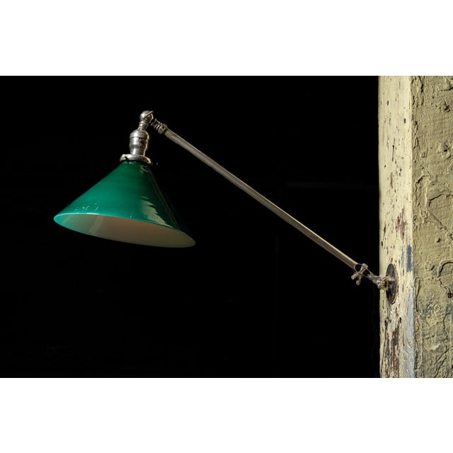 Industrial 1920s Tafco Articulated Wall Lamp With Emeralite Shade For Sale - Image 3 of 10