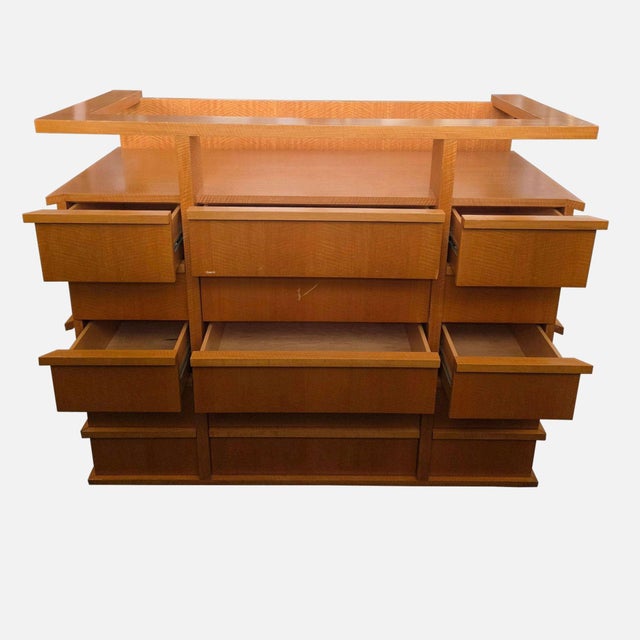 2000 - 2009 Spacious 15-Drawer Wooden Dresser With Shelf Top Designed by Paul Dierkes For Sale - Image 5 of 7