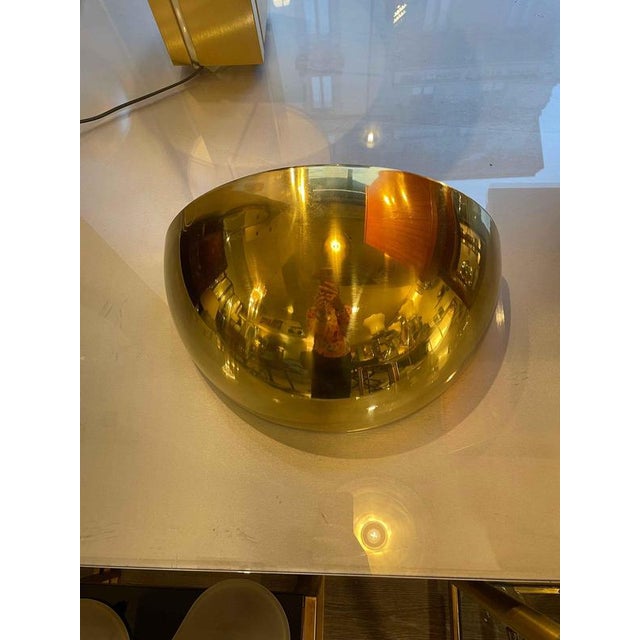 Metal Crescent-Shaped Brass Wall Lamp, 1980s For Sale - Image 7 of 8