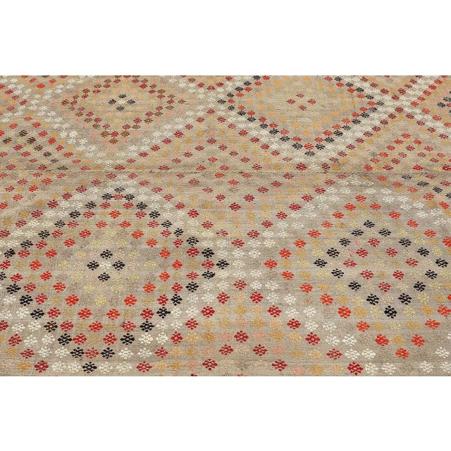Mid 20th Century Vintage Decorative Embroidered Kilim Rug For Sale - Image 4 of 7