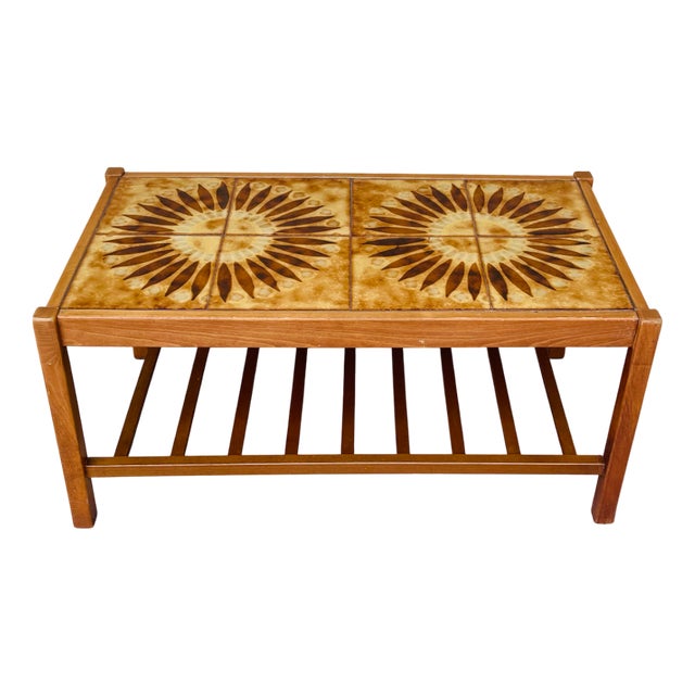 Scandinavian Teak and Ceramic Coffee Table, 1960 For Sale