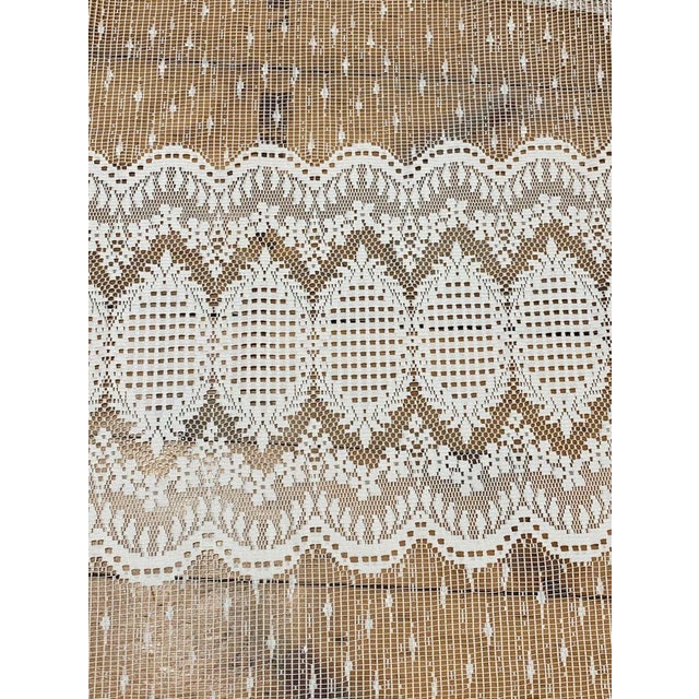 Traditional Vintage Lace Curtain Panel 58”w C 82”l Valance 58”w X 20”l For Sale - Image 3 of 4